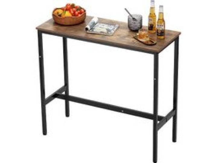 VEVOR Bartisch Bistrotisch Kneipentisch mit Metallrahmen, schmaler & langer Küchentisch Esstisch (991 x 406 x 902 mm), Ausstellungstisch für Wohnzimmerpartys Pubs Esszimmer Cafés, Braun & Schwarz
