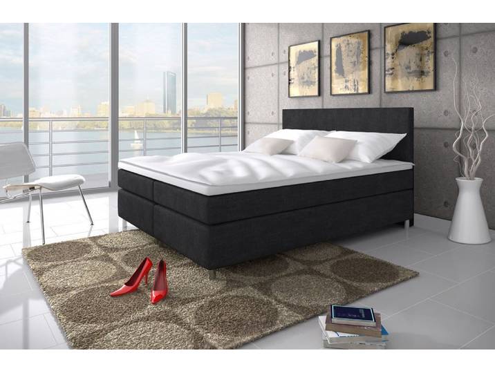 JVmoebel Boxspringbett Boxspringbett in Schwarz mit Polsterrahmen und Stauraumfunktion (1-St)
