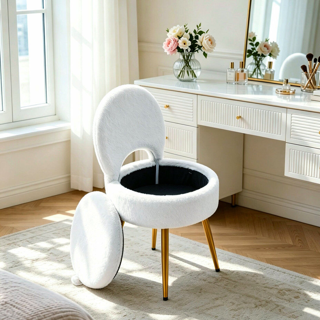 Canora Grey Plywood Accent Stool White 76.5cm H X 43cm W X 39.5cm D