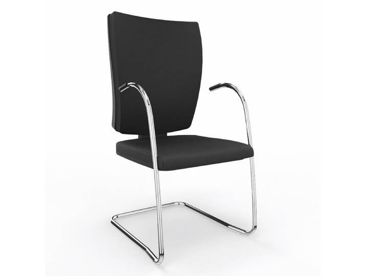 Freischwinger LAS CIAK Schwarz mit Fixarmlehnen, Freischwinger-Gestell, Neu - Perfekt für Besucher und Gäste