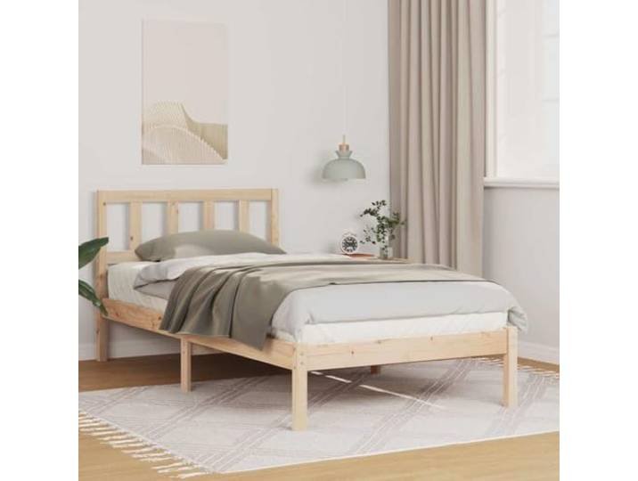 YUTAASU Bettrahmen mit Kopfteil Braun 80x200 cm Massives Kiefernholz Plattform-Lattenrost, Stabiler Unterbau, Modernes Minimaldesign, Einfache Montage