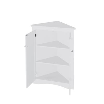 MODFU Eckschrank MDF Weiß, freistehend, dreieckig, 61,5 x 80 cm