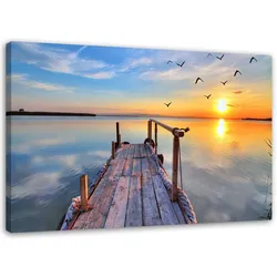 BILD Sonnenuntergang Steg See 120x80cm