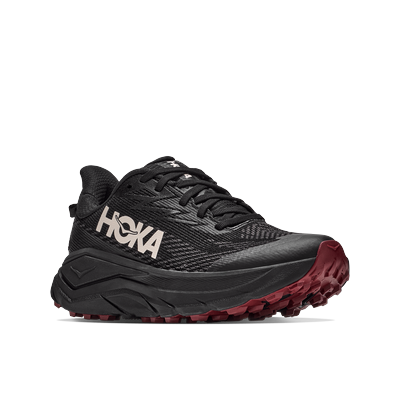 Trailrunningschuh HOKA ONE ONE "Challenger 8 Gore-Tex", Damen, Gr. 40, schwarz (schwarz, varsity burgundy), Synthetik, Textil, Schuhe, wasserdicht, für anspruchsvolles Gelände