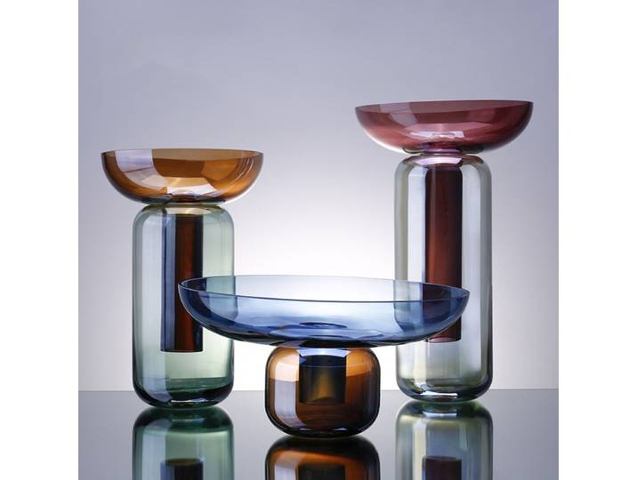 Vases à champignons en verre de Table lumineux irisé de luxe, Arrangement floral créatif nordique, décoration bouteille de fleurs