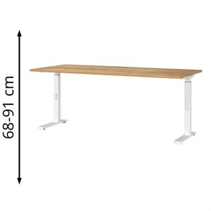 Germania Schreibtisch Mailand, 7912-242, eiche / weiß, höhenverstellbar, 180 x 68 - 91 x 80cm