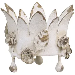 Chic Antique Kerzenständer Krone mit Blumen, H9/Ø11 cm, antik creme