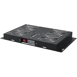 Rockstable 1HE 19 Zoll Rack Lüftereinheit mit 4 Lüfter - manuelle Temperatursteuerung RSPL19-FT4, Serverschrank Zubehör, Silber