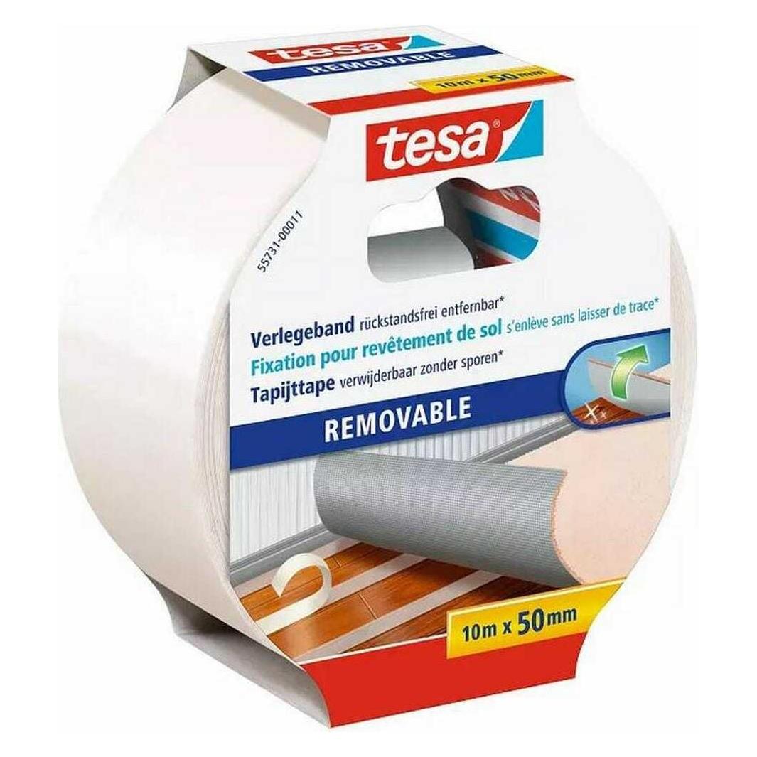 tesa 6x Verlegeband REMOVABLE, doppelseitiges Klebeband, rückstandsfrei entfernbar, Sechserpack (50 mm) (55731-00500-11)