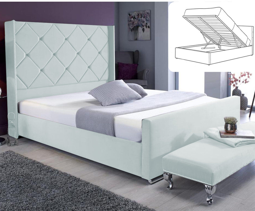 Britainsleep Upholstered Ottoman Storage Bed Ice Double (4'6)