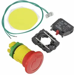 Marantec Einbau-Drucktaster "Not-Aus/Not-Halt", Roter Pilz 40 mm mit Drehentriegelung und Aufkleber "Gelber Kreis", 1 Öffner, 22 mm, Vorgänger: 99868