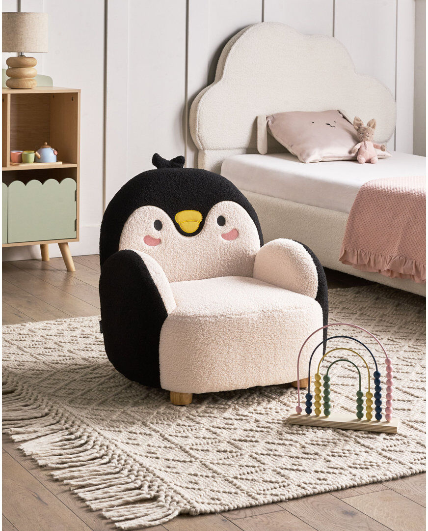 Mikado Living Kids Boucle Armchair Penguin FYN Black/Brown/White 60cm H X 50cm W X 55cm D