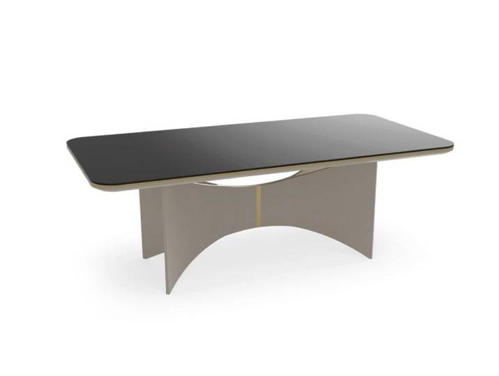 JVmoebel Esstisch Eleganter grauer Tisch mit Glasplatte und robusten Holzelementen (Packung, 1-St., 1x Esstisch mit Glasplatte), Made in Europa