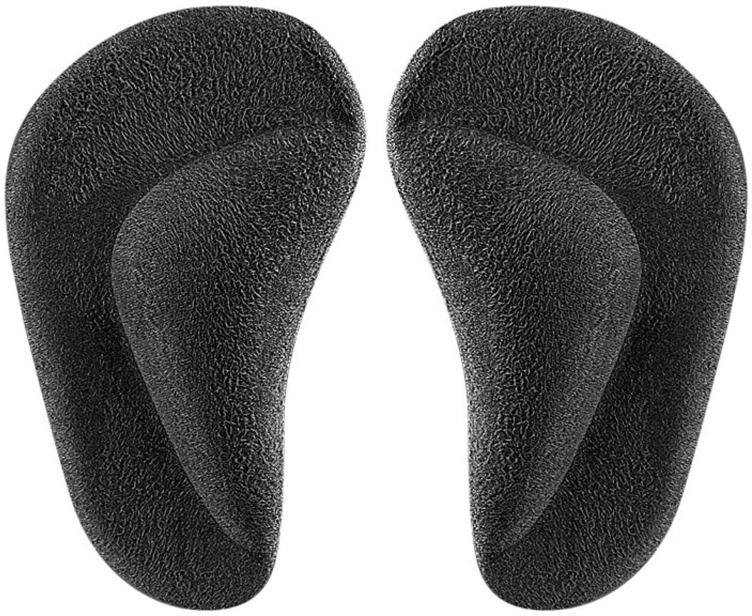 INF Einlegesohlen mit Fußgewölbestütze, Gel-Dämpfung und selbstklebender Rückseite – atmungsaktives JP-Fleece, waschbar, Schwarz