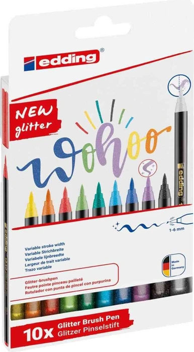 edding 1340 glitzer Brush-Pens farbsortiert, 10 St.