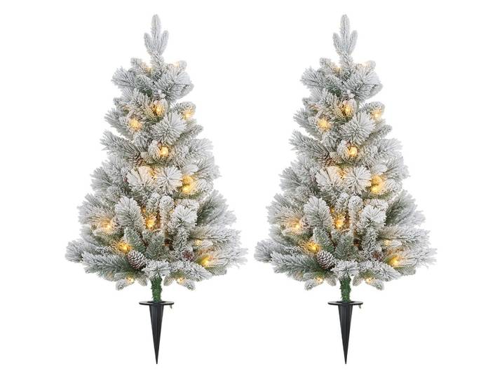 107 cm Künstlicher Weihnachtsbaum, 2er-Set mit 100 LED-Lichten flammhemmend