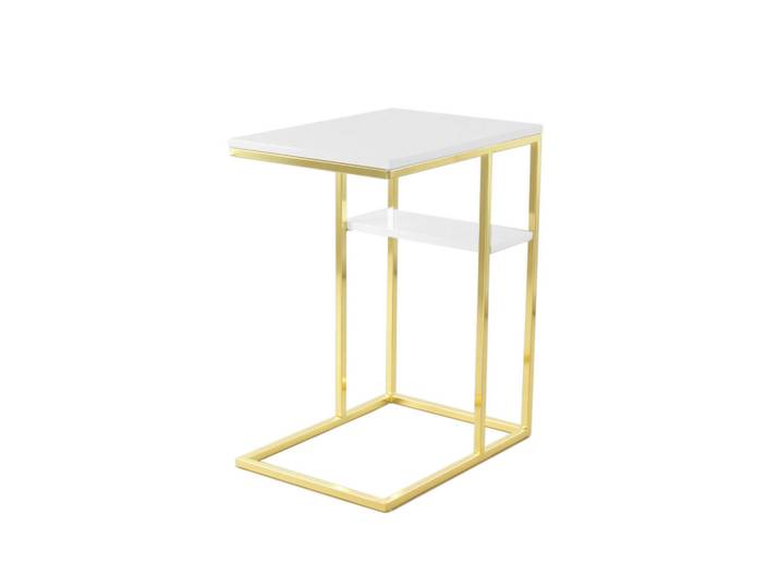 Kayoom Beistelltisch, Weiß, Gold, Metall, rechteckig, 35x62x48 cm, einfacher Aufbau, Wohnzimmer, Wohnzimmertische, Beistelltische, Beistelltische Metall