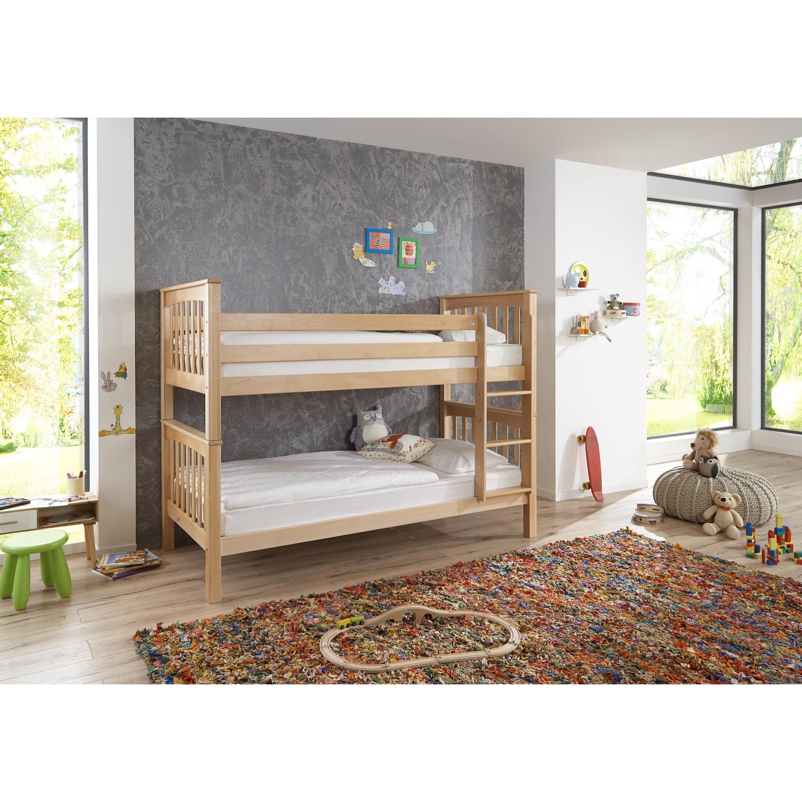 Relita - Etagenbett Kick mit 2 Liegeflächen 90 x 200 cm, Buche massiv natur lackiert