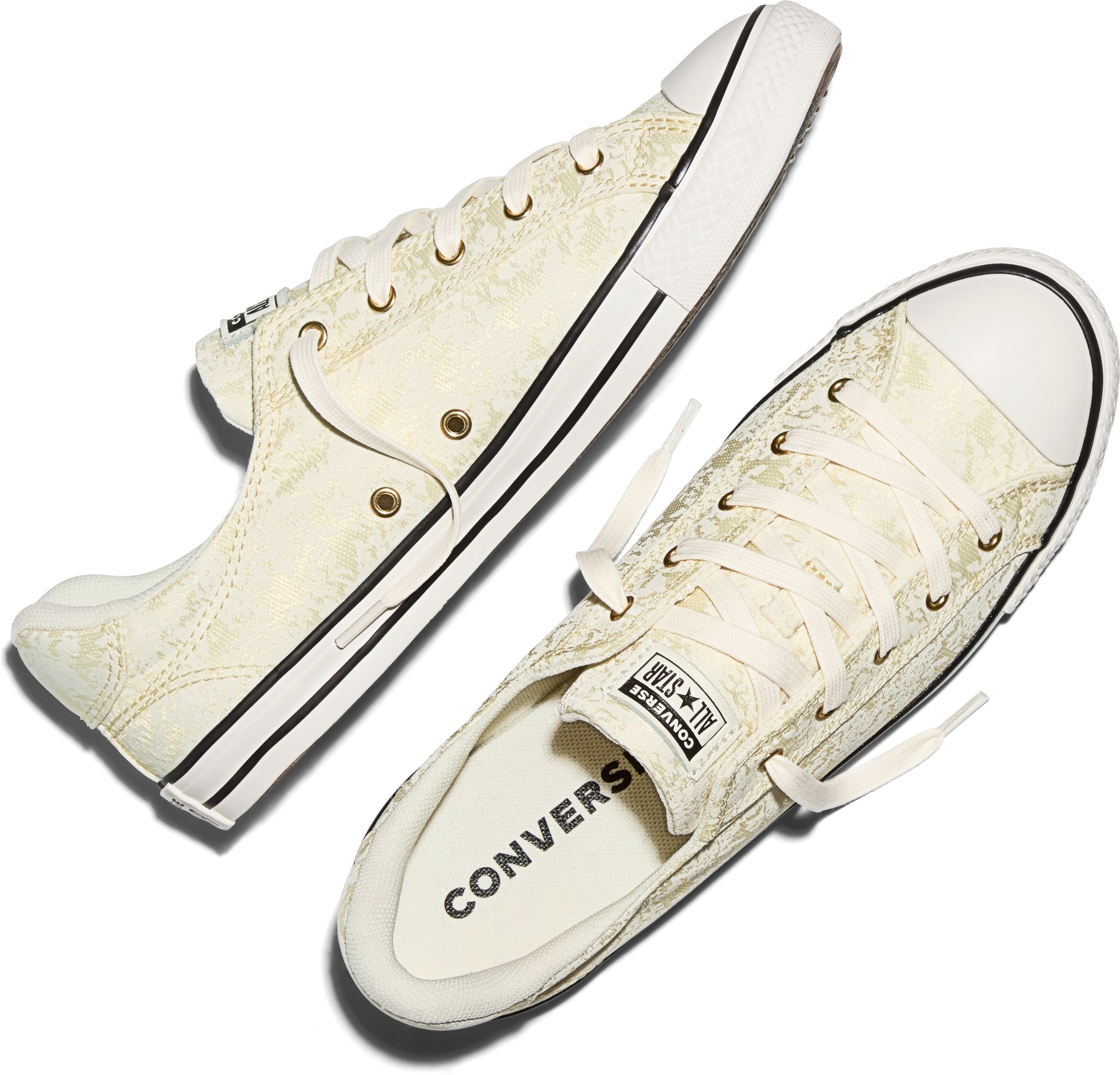 Sneaker CONVERSE "CHUCK TAYLOR ALL STAR DAINTY LUCKY", Damen, Gr. 37,5, beige (golden view, egret, schwarz), Textil, Schuhe Sneaker golden view, egret, schwarz 37,5
