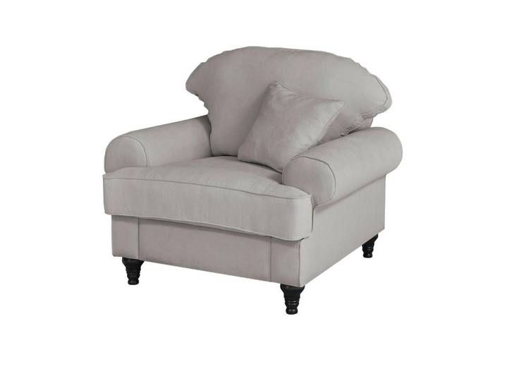 Furn.Design Sessel hellgrau Landhaus, Loungesessel 110 cm, Hellgrau, Holz, Nachbildung, 110x95x100 cm, Wohnzimmer, Sessel, Polstersessel