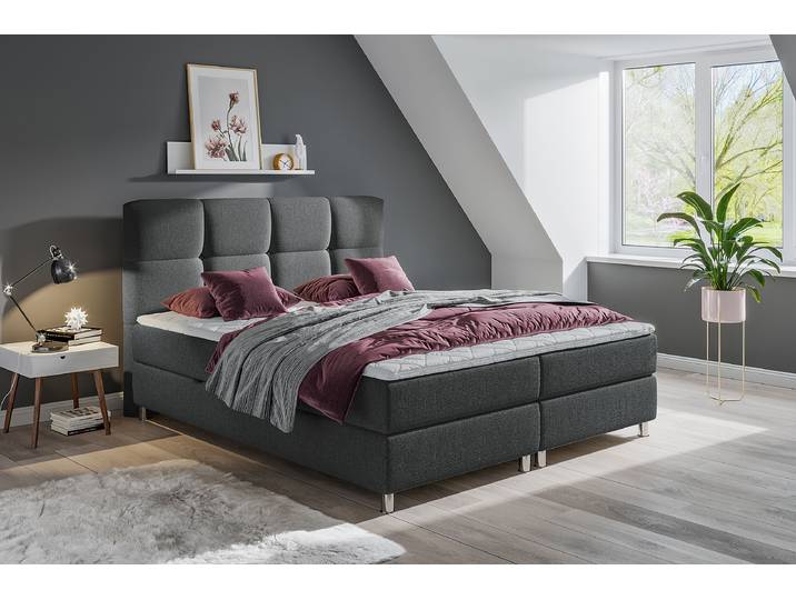 Lit Williard 180 x 200cm Tissé à plat Gris/Gris foncé