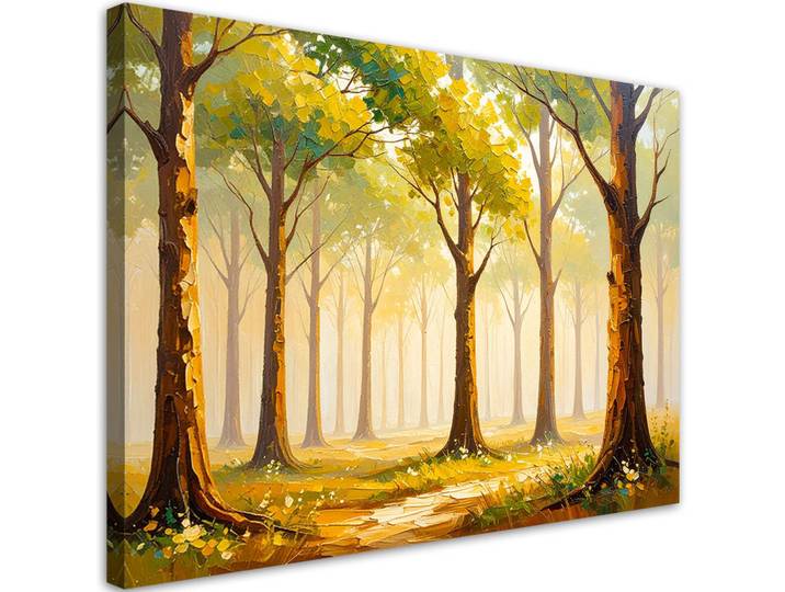 Feeby Leinwandbild Bäume Landschaft Wald 100x70cm, Grün, Baum/Pflanze/Natur, Rechteckig, 100x70 cm, Bilder & Rahmen, Bilder, Leinwandbilder