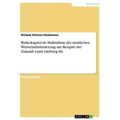 Risikokapital als Maßnahme der staatlichen Wirtschaftsförderung am Beispiel der Zukunft Land Salzburg AG, Taschenbuch von Roland Steiner-Holzmann,