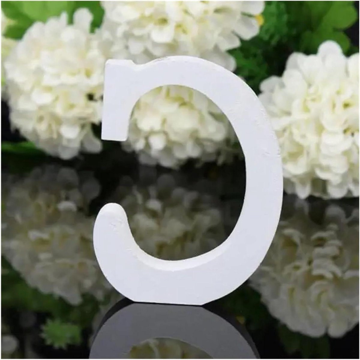 Houten letter Alfabet decoratie Wit - Hoogte: 8 cm
