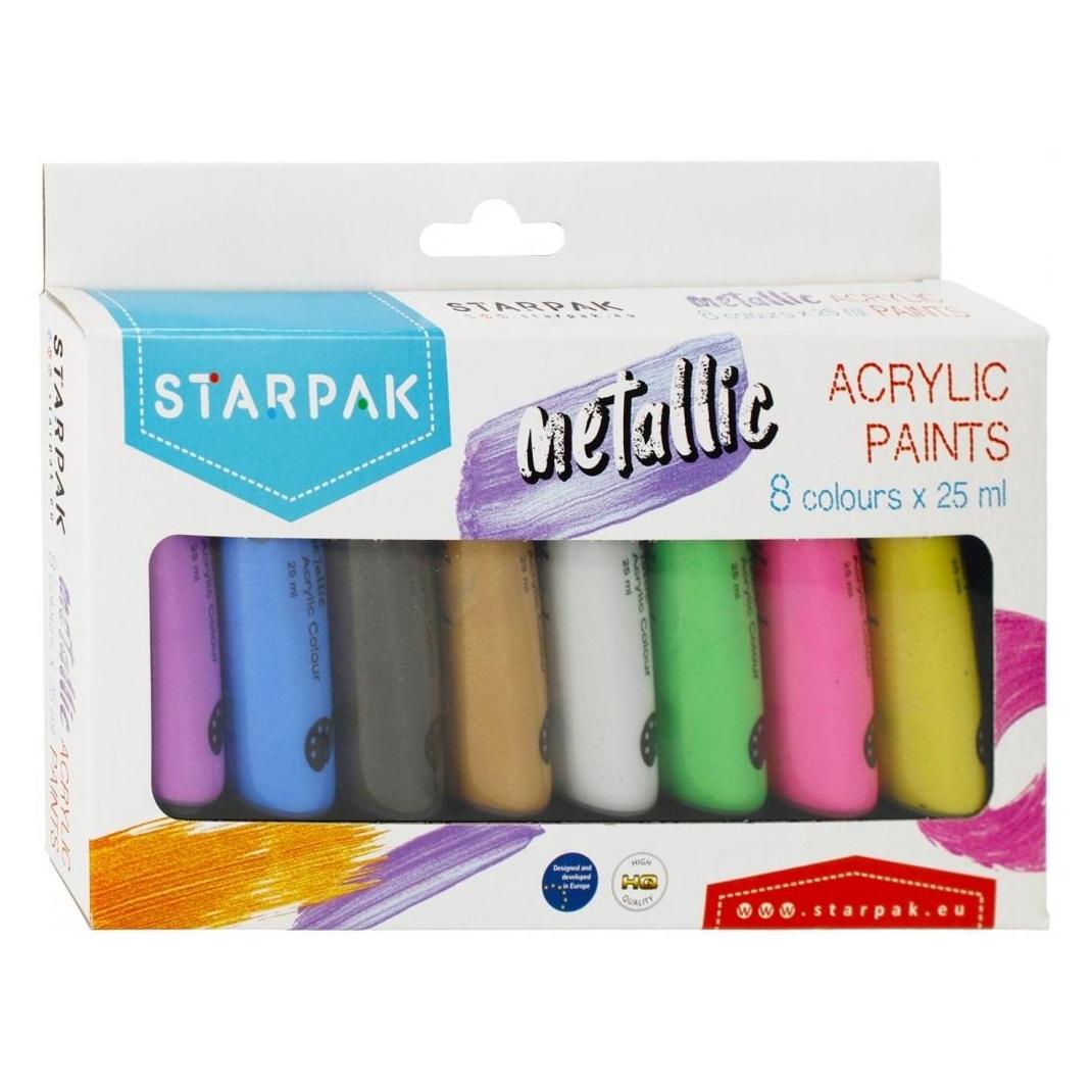 Starpak Acrylfarben 8 Farben 25ml Metalc Window b (25 ml) (STK FAR76)