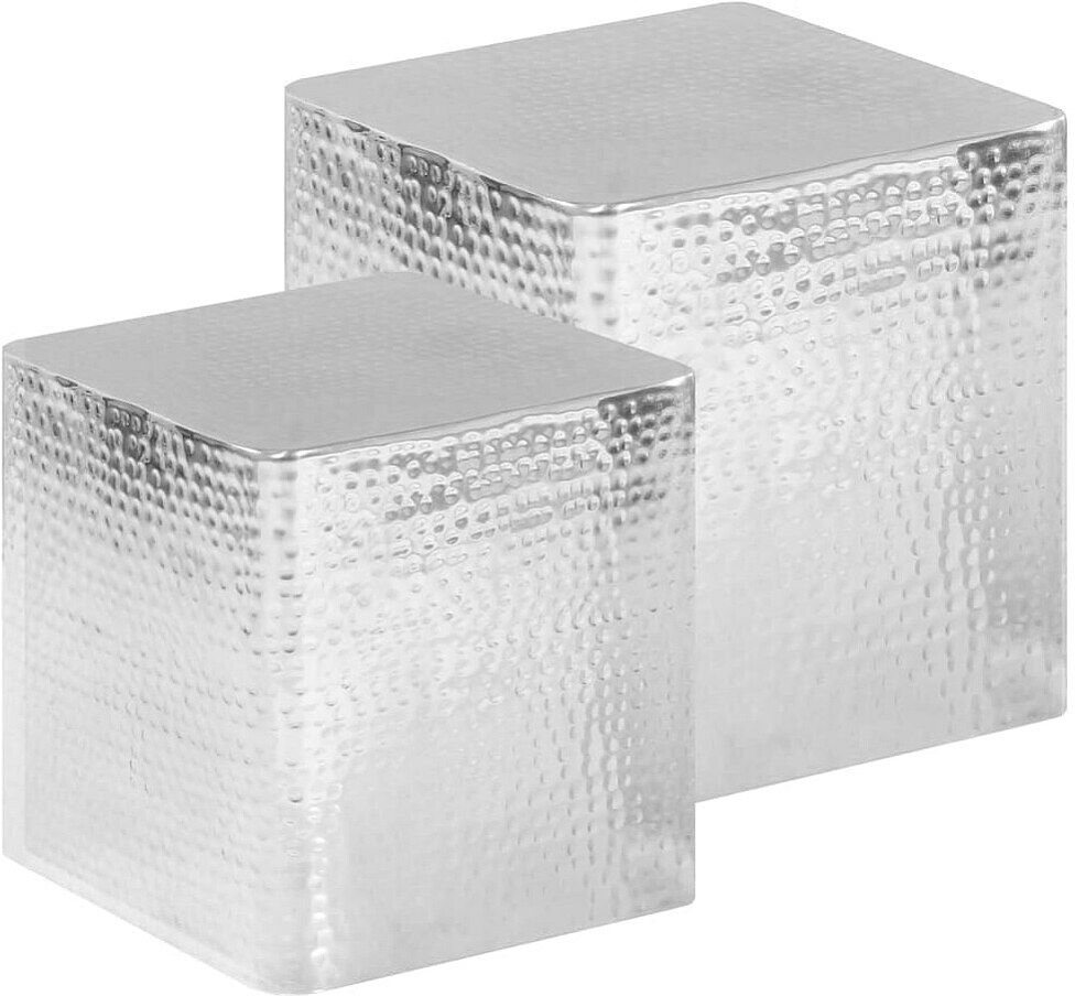 Clicnbuy Mesas de centro 2 piezas aluminio plateado