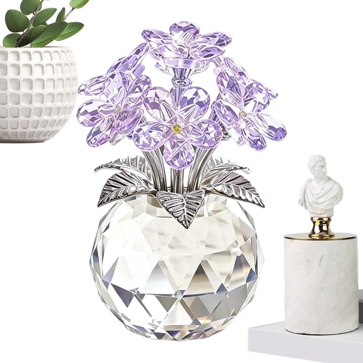 Kristallen Boeket Beeldje - Bloem Sculptuur Decoratie - H 135 x B 11 x D 11 cm
