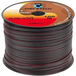 Cabletech Lautsprecherkabel 1,0 mm 100 m (100 m, 1 mm2), Lautsprecherkabel, Schwarz