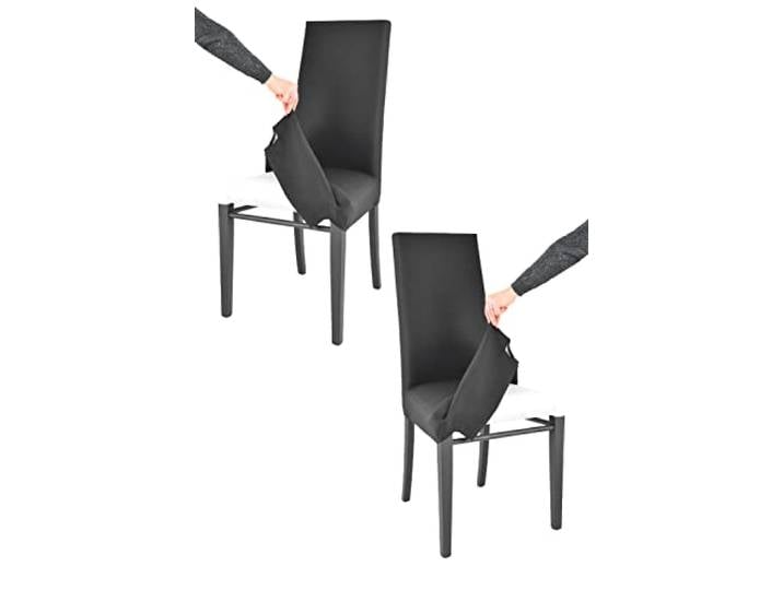 Tommychairs - 2er Set gepolsterte Stühle JAZZ mit herausnehmbarem Bezug für Küche, Struktur aus Buchenholz Anilinfarbe Schwarz und mit herausnehmbarem Bezug aus Stoff in der Farbe Schwarz bezogen