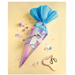 folia Schultüten Rohlinge 5 Stück metallic grau