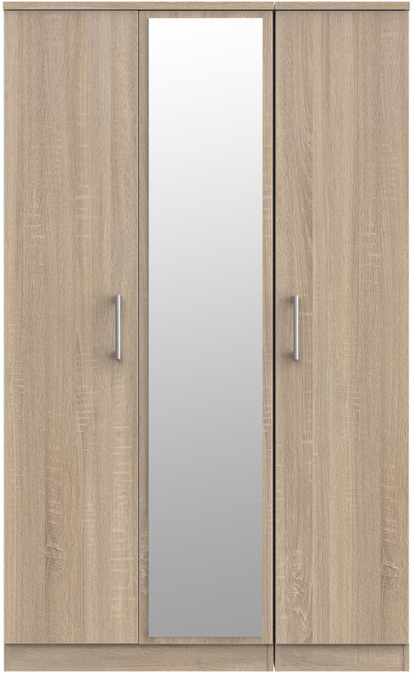 Ebern Designs Fully Assembled Emilia-Rose Devon 3 Door Wardrobe Brown 182.5cm H X 111cm W X 53cm D