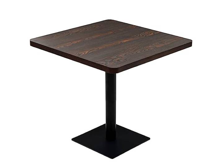 KGHERMDF Bistrotisch MDF und Stahl Quadratisch 80x80x75cm Dunkle Esche Elegant für Restaurant, Cafe, Bar, Innenbereich, Feuchtes Tuch Reinigung, Einfache Montage