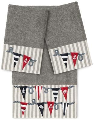 Authentic Hotel and Spa 100% Turkish Cotton Ethan 3PC Embellished Towel Set