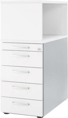 Schäfer Shop Genius Standcontainer mit Aufsatzregal, abschließbar, eckiger Griff, weiß
