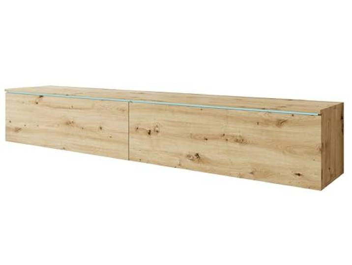Lowboard D TV-kast, 180 cm, tv-kast, tv-tafel, optionele ledverlichting, woonkamermeubel, kleur eiken Artisan (zonder ledverlichting)
