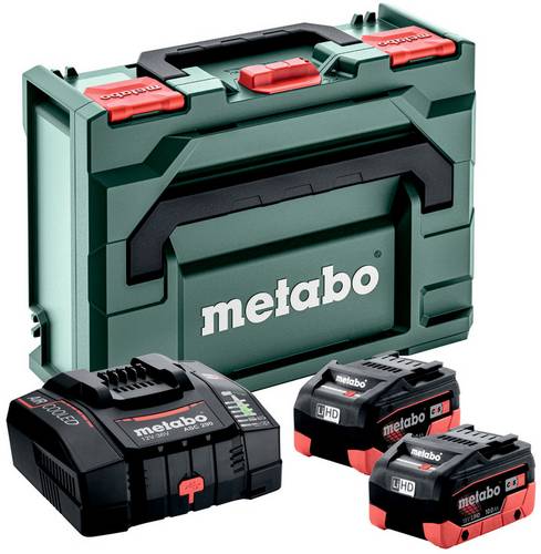 Metabo 685304000 Basic-Set 2x LiHD 10Ah + ASC 290 + metaBOX 145 Werkzeug-Akku und Ladegerät 18V 10Ah LiHD