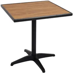 Décoshop26 - Bistro-Gartentisch für Balkone schwarze Aluminiumoberfläche mit brauner Teakholzoptik 04_0008536 04_0008536