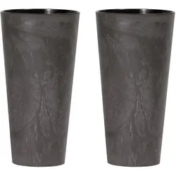 WellHome - Set von 2 Pflanztöpfen 8L Tubus Slim Effect Ø20 cm/Stück in Anthrazit