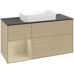 Villeroy & Boch Waschbeckenunterschrank Finion G70, Eckig Oak Veneer, 1200x603x501mm, mit Beleuchtung und SoftClosing
