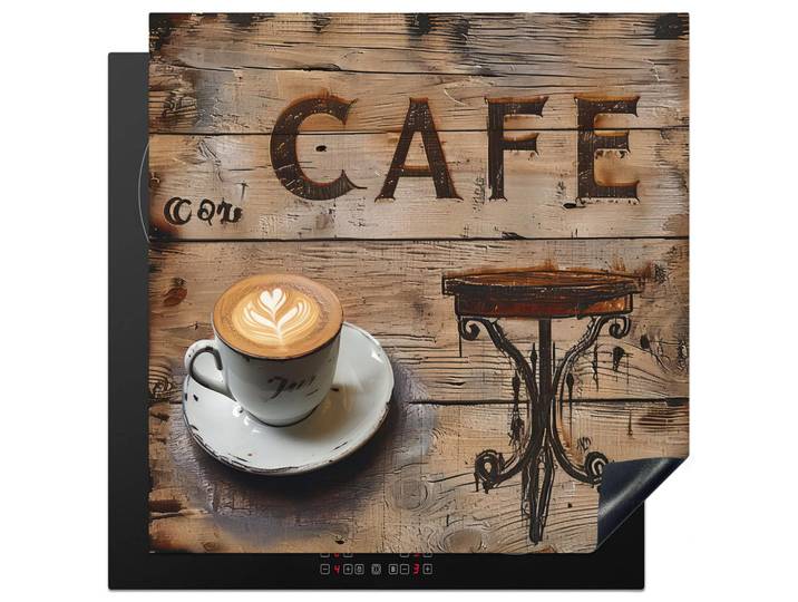 MuchoWow Herabdeckplatte - Cafe - Holz - Kaffee - Regale - 78x78, Schwarz, Kunststoff, Quadratisch, 78x78x0.2 cm, Geschirr, Tischkultur & Serviergeschirr, Servierplatten