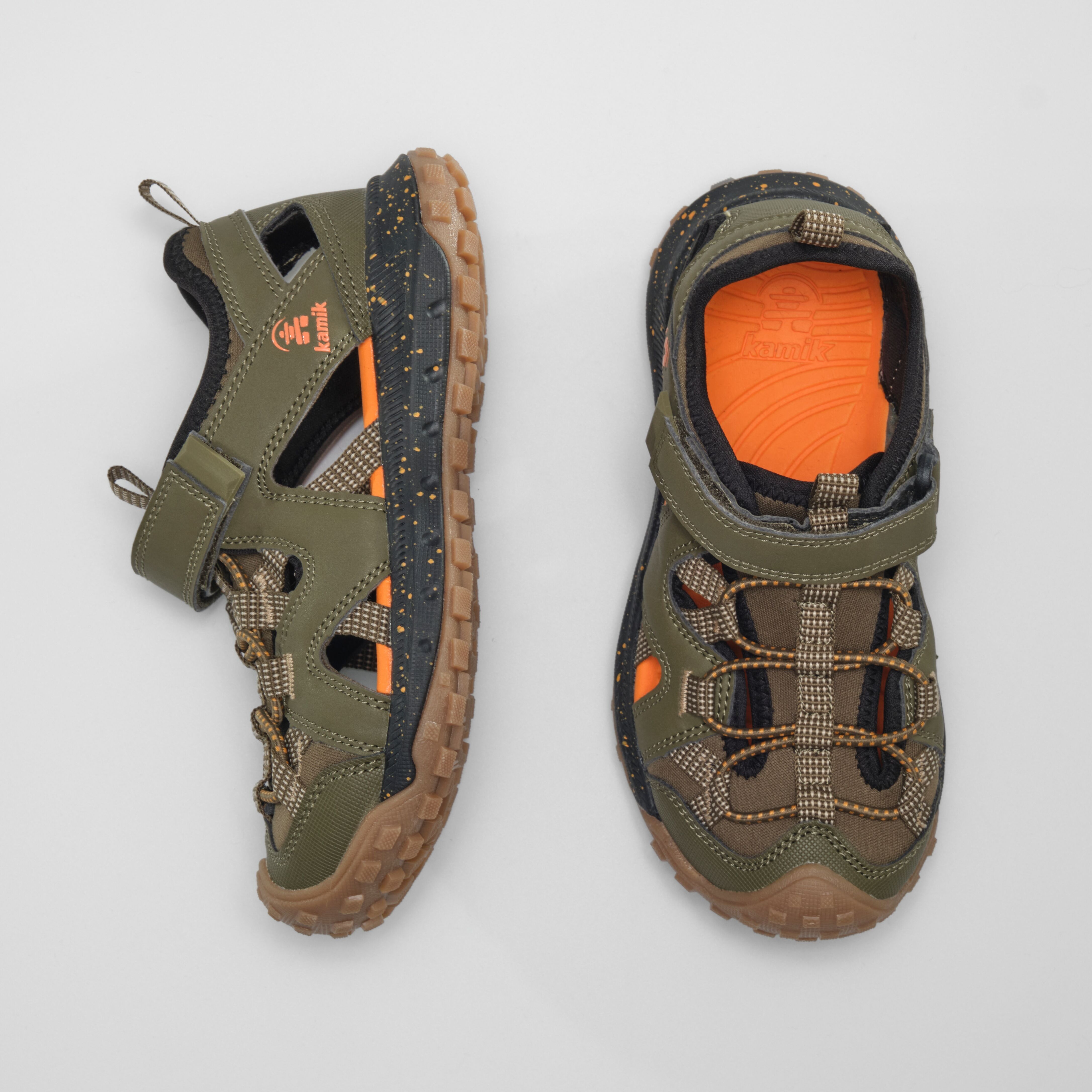 Sandale KAMIK "Drift", Mädchen, Gr. 32, grün (schwarz olive, olive foncé), Synthetik, Schuhe Sandale, Sandale mit Zehenschutz schwarz olive, olive foncé 32