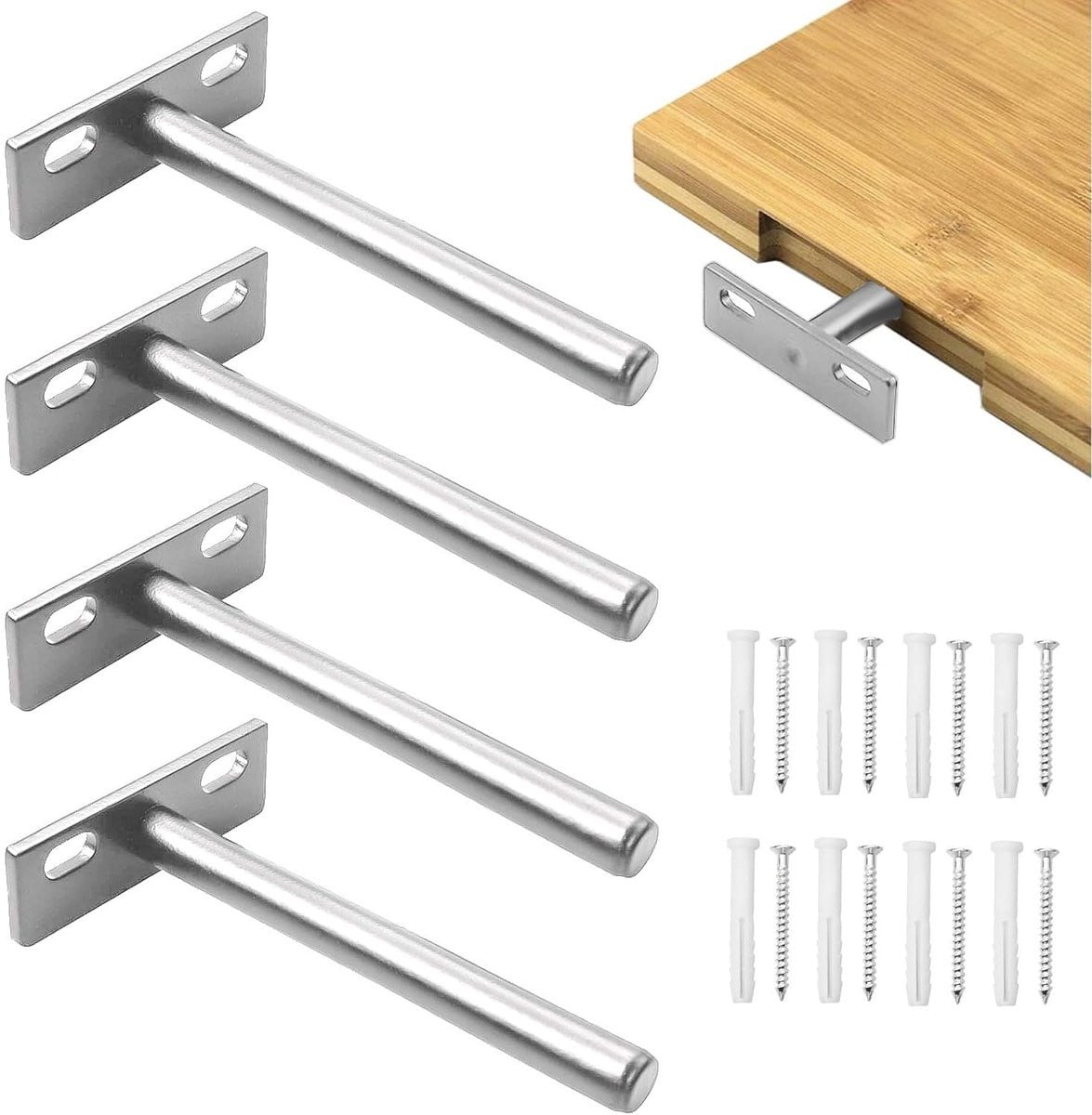 Solidchoice Set van 4 onzichtbare wandplank steunen van 10 cm