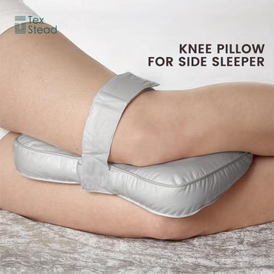 Inspired Finds ErgoRest Memory Foam Knee Pillow With Adjustable Strap Orthopedic Side Sleeper Support For Pregnancy, Back Pain & Offi light Grey