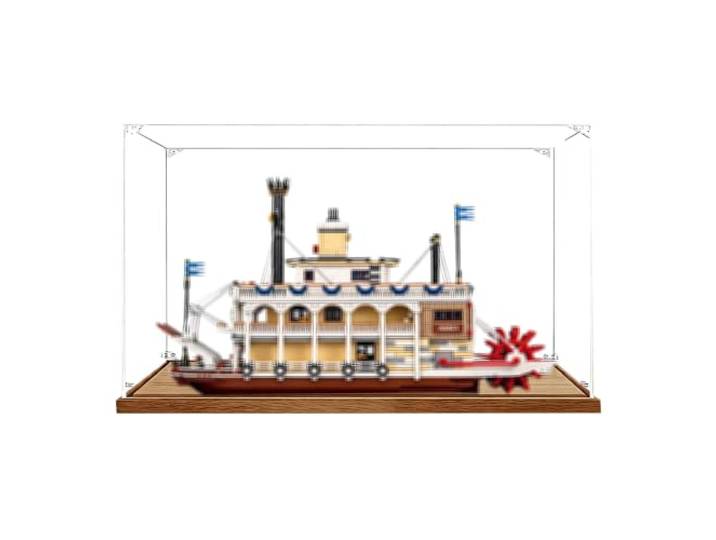 Vitrine kompatibel mit Le-go 21356 Dampfschiff-Sets (Holz 2 mm) Staubdichte Vitrine Box, Heimaufbewahrung, kompatibel mit Le-go 21356 Dampfschiff (nur Box)