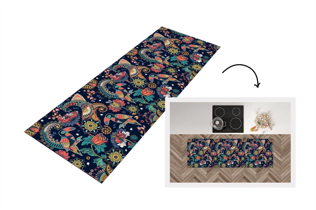 KitchenYeah Keukenloper Vinyl met Bloemenpatroon