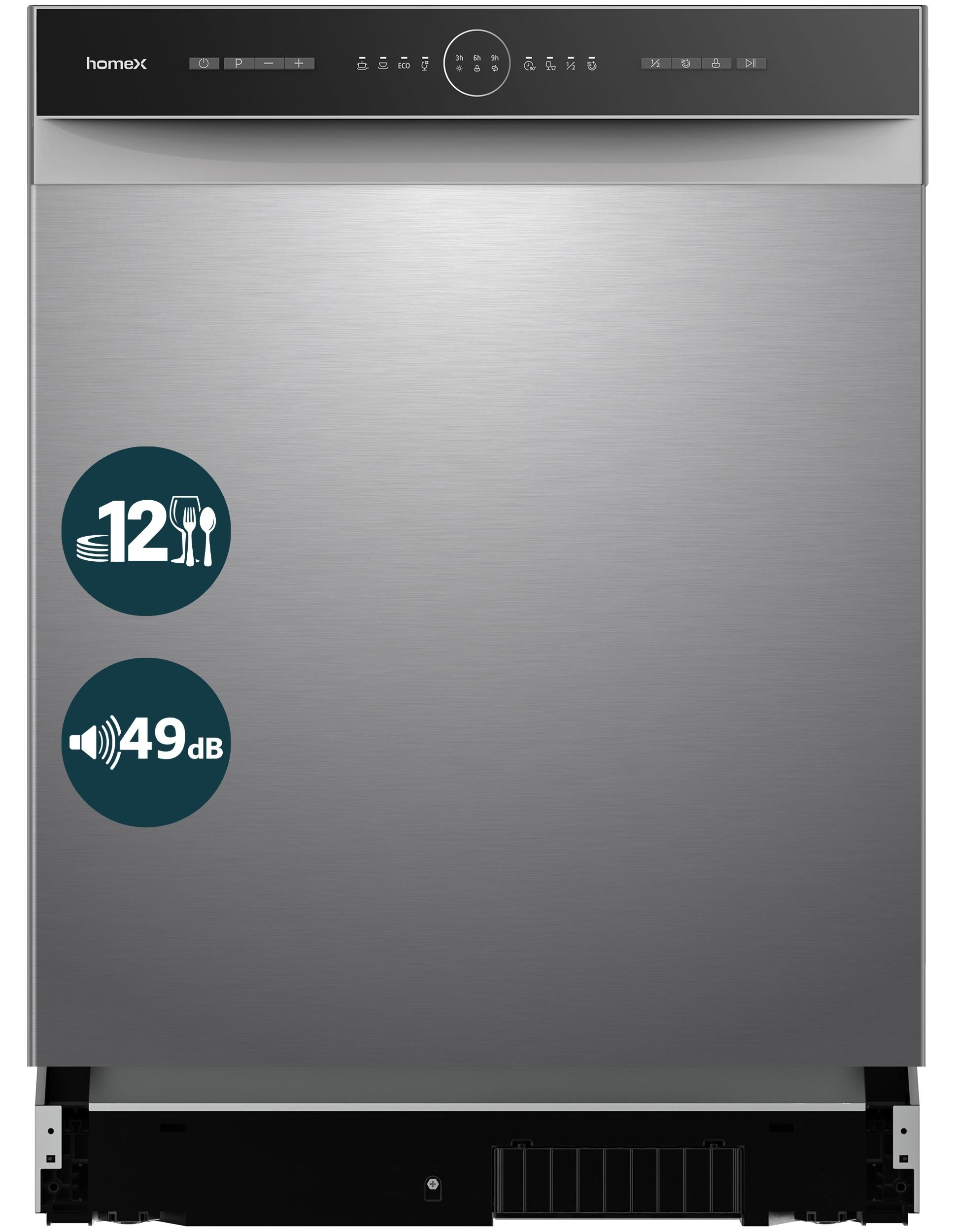 homeX GSBU6012AE Geschirrspüler 60 cm Unterbau, Spülmaschine - 12 Maßgedecke, 6 Programme, AquaStop, unterbaufähig